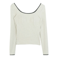 Gainreel歌瑞尔东方简奢风内置罩杯保暖内衣女士秋衣秋裤可外穿保暖衣打底衫套装 奶油杏 长袖 S