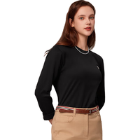 哈吉斯（HAZZYS）女装长袖T恤衫女ABTSE0BCX06 黑色BK 165/88A40