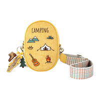 花间公主露营刺绣文艺仿麻布包2024新春宽带斜挎单肩手机包女友 中黄色