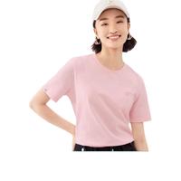 全棉时代女士T恤女抗菌短袖纯棉宽松 花纱粉 XXL XXL（女款175/男款185）
