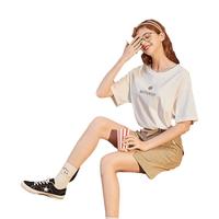 唐狮t恤女网红ins纯棉净色短款上衣夏季女装短袖白色