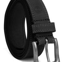 添柏岚(Timberland) 男士真皮牛仔腰带 经典纯色针扣 3cm宽 休闲商务两用皮带 黑色(缝合) 36
