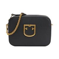 FURLA 芙拉 BRAVA系列女士皮质纯色拉链单肩包 1013949 黑色