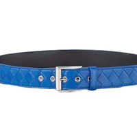 BOTTEGA VENETA 葆蝶家 纯色装饰针扣 皮革 皮带 男款 蓝色 宽3.5CM