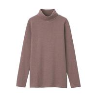 無印良品 無印良品 MUJI 女士高领长袖T恤 BBN01A0A 深紫红色X横条 XXL