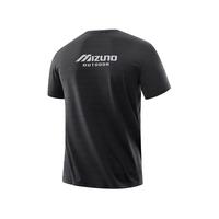 美津浓(MIZUNO)户外速干t恤男夏季弹力吸湿排汗速干衣男户外短袖上衣男 黑色 L