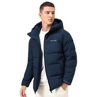 SNOWFLYING雪中飞 男士鹅绒保暖冬季时尚百搭纯色商务休闲连帽羽绒服短款外套