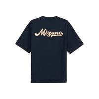 Mizuno 美津浓 23春夏新品男女短袖T恤 情侣款复古棒球文化短袖 15/藏蓝 L