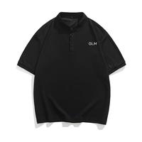 GLM森马集团品牌短袖T恤男士时尚潮流宽松棉质Polo打底衫 黑色 M