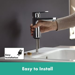 Hansgrohe 汉斯格雅 Vernis Blend 洗脸盆水龙头，出水口高度 100 毫米，节水浴室水龙头，镀铬