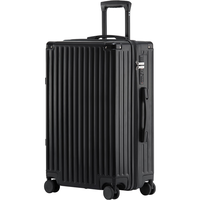 花花公子(PLAYBOY)行李箱旅行箱拉杆箱男女学生出差旅行万向轮登机密码箱大容量箱子 黑色 20英寸