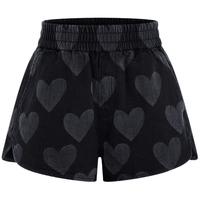 little MO&Co.童装裤子女童松紧腰纯棉牛仔短裤女大童儿童女童裤 牛仔黑色 130 130/56