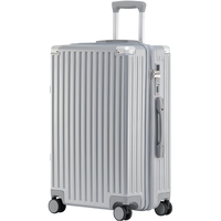 花花公子(PLAYBOY)行李箱旅行箱拉杆箱男女学生出差旅行万向轮登机密码箱大容量箱子 银色 26英寸