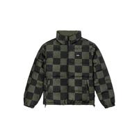 男女羽绒服夹克橄榄绿秋冬经典棋盘格两面穿