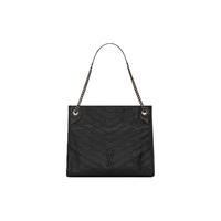 /圣罗兰 YSL 女士NIKI SHOPPING中号黑色褶皱皮革购物袋单肩包