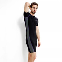 泳劲（YONJEN） 男女通用 专业短袖 连体泳衣 后拉链 防寒防晒泳装 冲浪服 Y2270 泳衣+防凸乳贴 5XL (1.85米/175斤)