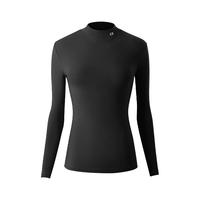 螃蟹秘密保暖内衣女单件中高领冬季发热含桑蚕丝打底上衣加厚秋衣 黑色 L