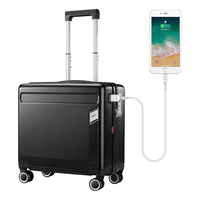 SUMMIT 莎米特 行李箱小型拉杆箱18英寸男女商务登机箱带USB接口旅行箱PC999黑色