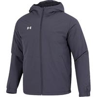 安德玛 UNDER ARMOUR 男装 雅典绒弹力防泼水面料连帽外套轻盈保暖棉服男 22600902-010/灰色 4XL/195