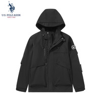 U.S. POLO ASSN./美国马球协会 防风 男士冲锋外套 M 165(105-120斤左右) 经典黑 【US54701】