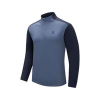 卡尔美（KELME）长袖卫衣男四面弹足球训练套头衫运动休闲半拉链T恤 浅蓝深蓝 5XL