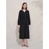 独束 大码女装时尚大气休闲感连衣裙2025秋季时尚通勤胖mm裙子 优雅黑 M （尺码：1）