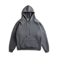 Monster Guardians卫衣男加绒 丝绒纯色套头衫加厚保暖大口袋灰色连帽上衣基础百搭 Grey 灰色 XL