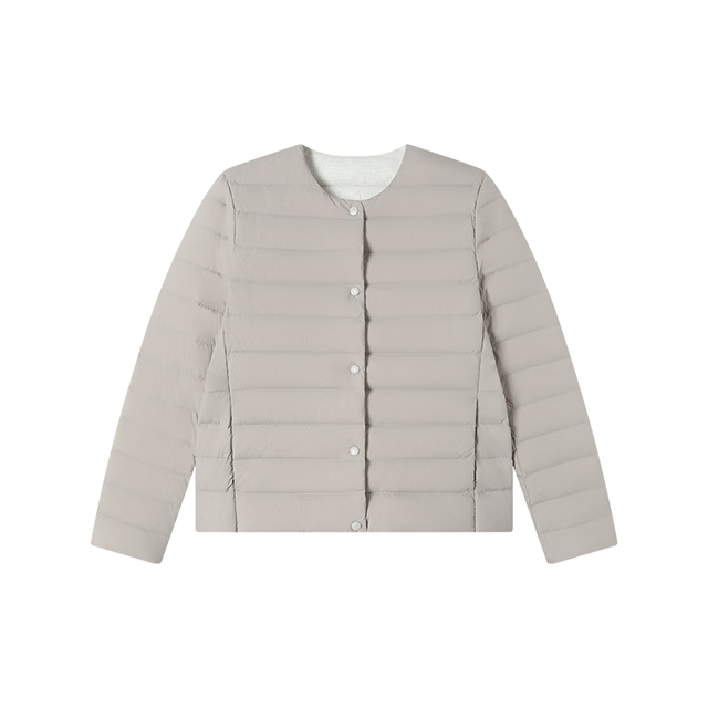京东京造 羽绒服女轻薄时尚百搭25冬季厚款保暖外套 奶油米色 XS
