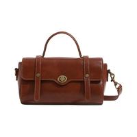 CHENLES&KEILH包包女包2023百搭复古邮差包女士手提包单肩包斜挎包 复古棕-盒套装