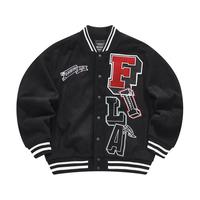 FILA FUSION斐乐潮牌棉服男冬季时尚休闲宽松保暖棒球服 深黑-BK 180/100A/XL
