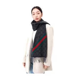 GUCCI 【初秋】古驰经典条纹撞色男女围巾披肩羊毛空调披肩