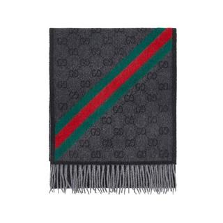 GUCCI 【初秋】古驰经典条纹撞色男女围巾披肩羊毛空调披肩