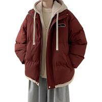 棉致森马集团假两件连帽加厚棉服男士冬季棉袄羽面包绒服棉衣外套 红色【高品质】 XL 115-135斤