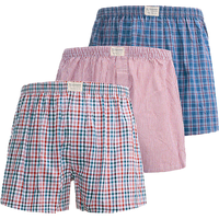 【3件装】纯棉宽松格纹内裤男士宽腰可外穿阿罗裤平角男士内裤