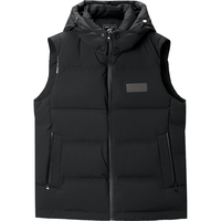 【保暖鸭绒】字母小标可拆卸帽纯色顺滑男士羽绒马甲