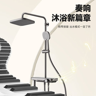  FAENZA/法恩莎 四功能钢琴键大平台置物 淋浴套装+顶喷+手持花洒+升降支架