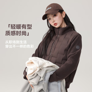 雪中飞鹅绒外套女2025秋冬奥粒绒拼接款羽绒上衣 神秘灰 L