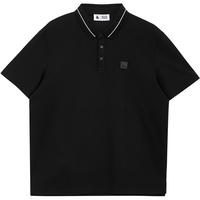 杰克·琼斯(JACK&JONES)春季直筒凉感四色休闲通勤翻领短袖衣服polo衫男士224106019 黑色E40 175/96A/M