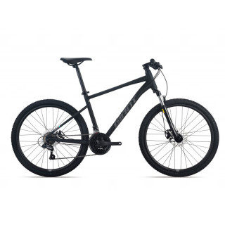 捷安特（GIANT）26款ATX600 铝合金21速碟刹成人山地自行车 全消光亮黑 S 26×15.5__155-170cm_21速