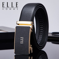 ELLE HOMME 法国品牌男士皮带男真皮男士腰带自动扣老公 902083儒雅银色 110cm