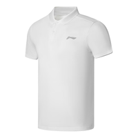李宁(LI-NING)速干T恤运动短袖男士polo衫夏季薄款透气吸湿凉爽跑步速干衣 时尚款(冷感面料+速干透气)白 XL/180