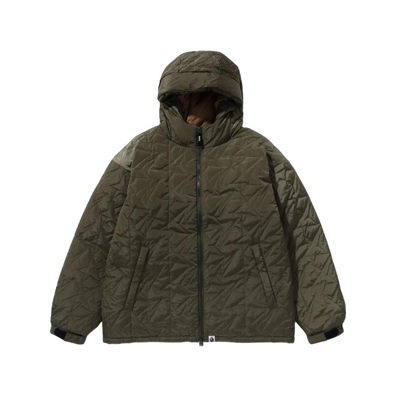 BAPE男装秋冬星标绗缝图案纯色连帽羽绒服144001L