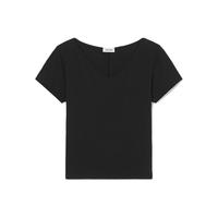 IT American Vintage女装大V领短袖T恤简约基础款纯色内搭