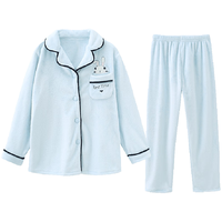 都市丽人 内衣女睡衣套装秋冬法兰绒珊瑚绒保暖连帽卡通绒类家居服2H0109