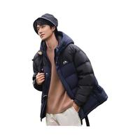 坦博尔【户外机能】羽绒服男户外拼接连帽秋冬短款外套TF236559 海里蓝 175/92A