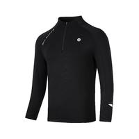 必迈男女秋季跑步魔方保暖长袖透气排湿超轻薄绒半拉链运动卫衣 暗夜黑 男 3XL