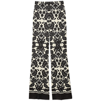 SANDRO2025春夏女装法式优雅黑白植物印花微喇长裤SFPPA01624 A265/黑白色 M