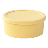 风和大海耐高温圆形硅胶饭盒可微波加热带饭便当盒食品级食物收纳盒 圆形300ml小号鹅黄单个装