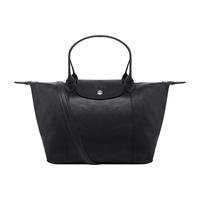 LONGCHAMP 珑骧 Le Pliage Cuir 小号短柄羊皮 女士手提斜挎包 1512 737 001 黑色