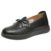 回力女鞋小皮鞋女2025秋季乐福鞋女百搭软底休闲单鞋女 黑色 40